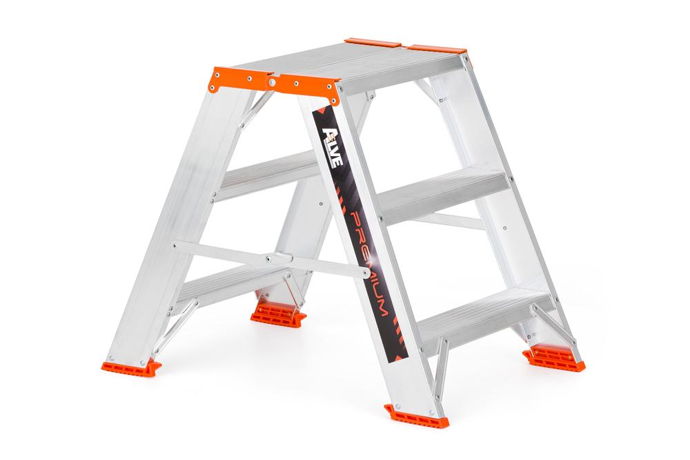 Schůdky oboustranné hliníkové PREMIUM se zámkem